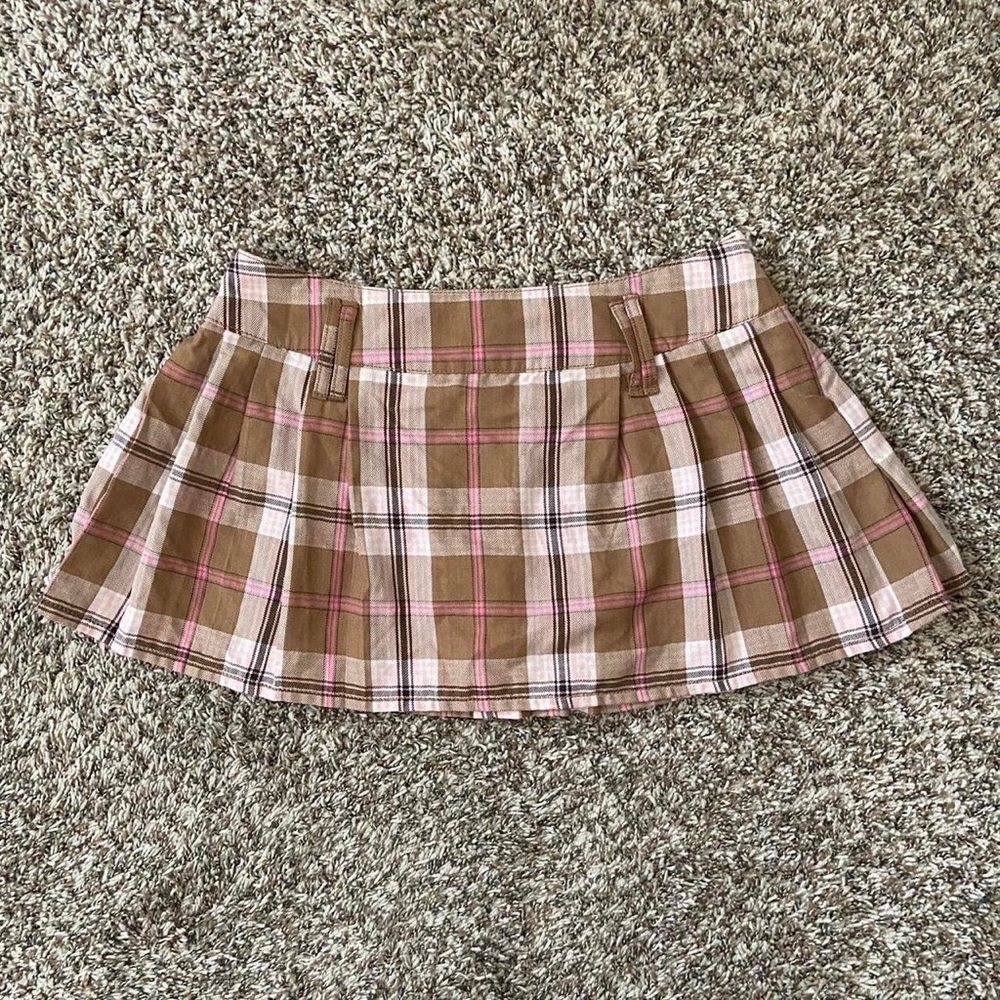 Bongo brown plaid micro mini skirt